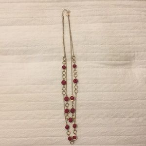 Gold and red long necklace
